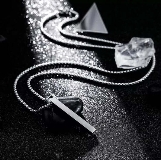 THE MEN THING SS Pendant/ Necklace THE SLEEK (A) - Alloy Silver Pendant with Pure Stainless Steel 24inch Round box Chain for Men, European trending Style for Men & Boy