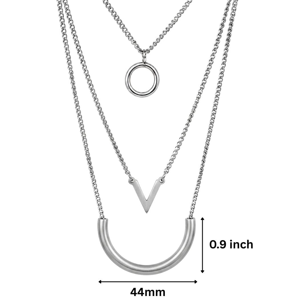 THE MEN THING SS Pendant/ Necklace TRI ARC - 44mm Titanium Steel Pendant with 16inch to 19inch Adjustable Cable Chain for Men & Boys