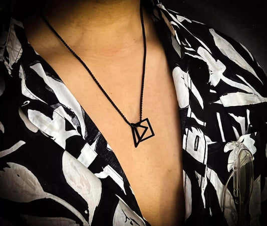 THE MEN THING SS Pendant/ Necklace TRISQUARE BLACK - Alloy Pendant with Pure Stainless Steel 24inch Round Box Chain , Milan trending Style for Men & Boy