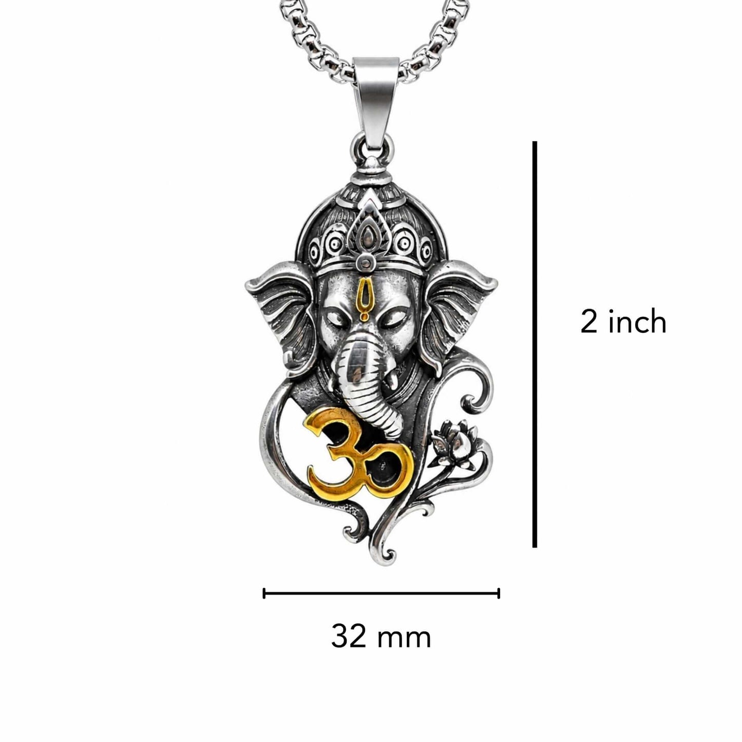 THE MEN THING SS Pendant/ Necklace VAKRATUND - Pure Vintage Pure Steel Pendant with 24inch Round Box 5mm Chain for Men & Boys