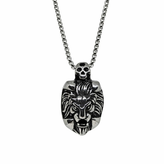 THE MEN THING SS Pendant/ Necklace VALOR LION - 27mm Titanium Steel Pendant with 24inch Round Box 5mm Chain for Men & Boys