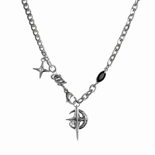 THE MEN THING SS Pendant/ Necklace VORTEX STAR - 19mm Titanium Steel Pendant with 21inch Chain for Men & Boys