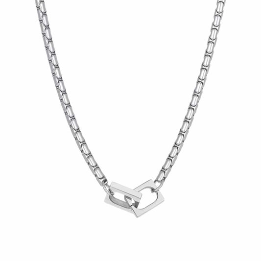 THE MEN THING SS Pendant with Chain NEXLOCK - 22mm Titanium Steel Pendant with 20 to 22inch 4mm Adjustable Round Box Chain for Men & Boys