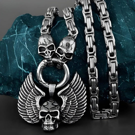 THE MEN THING SS Pendant with Chain SKULLWING SOVEREIGN - 24inch Pure Stainless Steel European trending Style Chain for Men & Boy