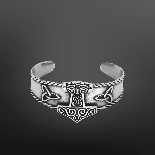 THE MEN THING Steel Bracelets AESIR BAND - Pure Stainless Steel Open Bangle Bracelet (Adjustable) for Men & Boys