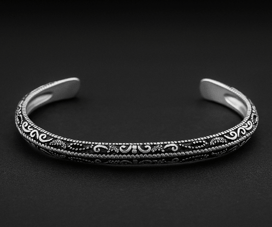 THE MEN THING Steel Bracelets BERSERKER EDGE - Pure Stainless Steel Open Bangle Bracelet (Adjustable) for Men & Boys