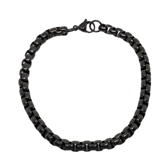 THE MEN THING Steel Bracelets BLACK FLEX - 5mm Stainless Steel, 8 inch Lobster Claw Clasp Bracelet for Men & Boys