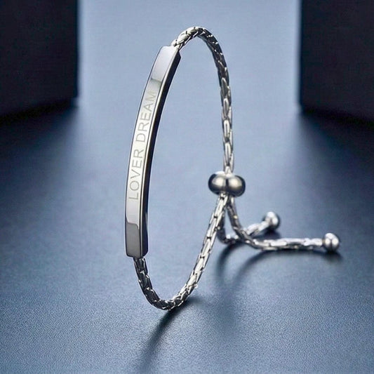 THE MEN THING Steel Bracelets CLASSIC DREAM STEEL BAR - Pure Titanium Steel Adjustable Bracelet for Men & Boys