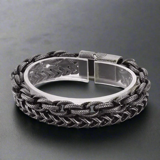 THE MEN THING Steel Bracelets COLOSSUS - 13mm Pure Titanium Steel Bracelet, Bracelet with hook buckle for Men & Boy (8inch)