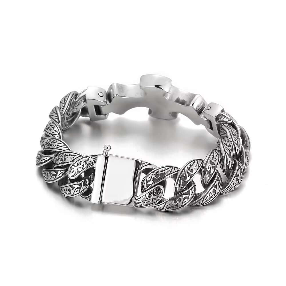 THE MEN THING Steel Bracelets CRUCIFIX - 18mm Pure Titanium Steel Bracelet, Bracelet with hook buckle for Men & Boy (8inch)