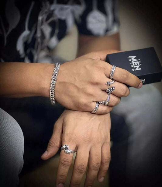 THE MEN THING Steel Bracelets CUBON LINK FIGARO - Pure Stainless Steel Bracelet, American trending Style -Double rope for Men & Boy (10mm)