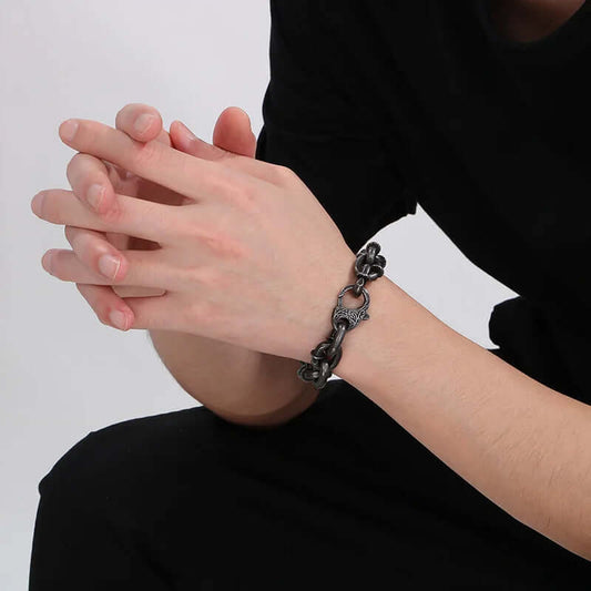 THE MEN THING Steel Bracelets DARKCHAIN - 15mm Pure Titanium Steel Bracelet, Bracelet with hook buckle for Men & Boy (8inch)