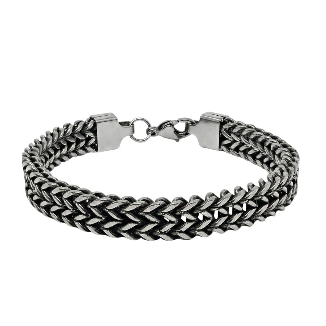 THE MEN THING Steel Bracelets DOUBLE IRON LINK - 12mm Pure Titanium Steel Bracelet for Men & Boy (9 inch)