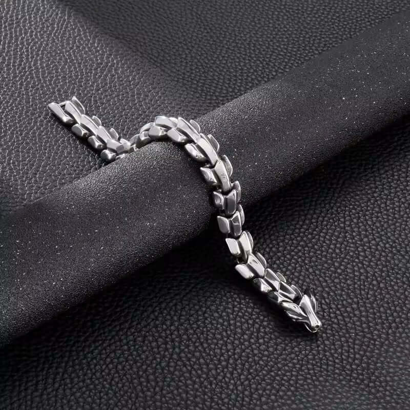 THE MEN THING Steel Bracelets DRACO - 15mm Pure Titanium Steel Bracelet, Bracelet with hook buckle for Men & Boy (8inch)