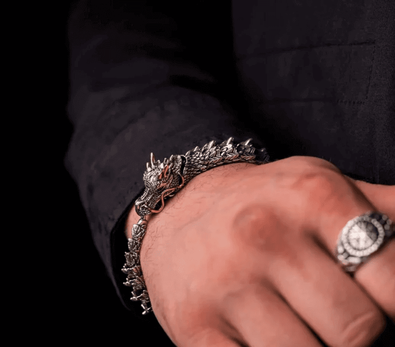 THE MEN THING Steel Bracelets DRAGON GOT - "12"mm Pure Copper Bracelet with Hook Buckle for Men & Boys ("9" inch)