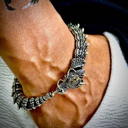 THE MEN THING Steel Bracelets DRAGON GOT - "12"mm Pure Copper Bracelet with Hook Buckle for Men & Boys ("9" inch)