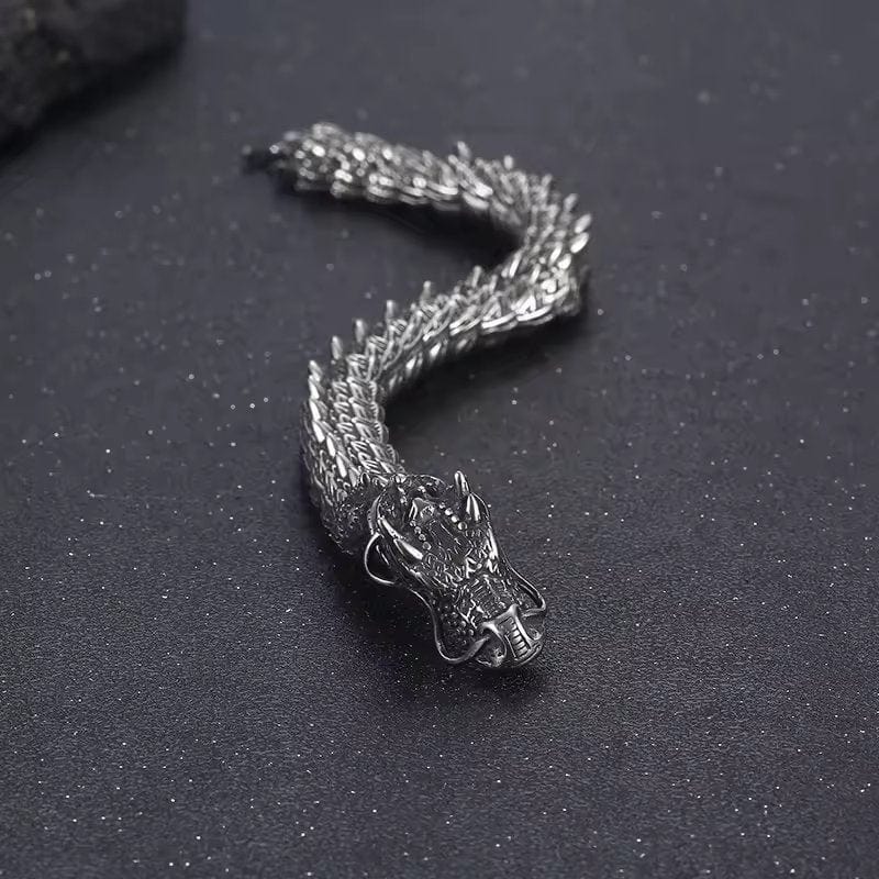 THE MEN THING Steel Bracelets DRAGONHOOP - 13mm Pure Titanium Steel Bracelet, Bracelet with hook buckle for Men & Boy (8inch)