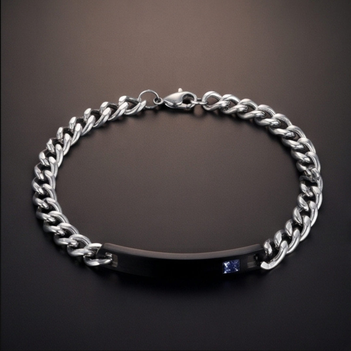 THE MEN THING Steel Bracelets ENGRAVED - COBALT LINK - 7mm Pure Stainless Steel Bracelet with Lobster Claw Buckle for Men & Boys (9 inch )