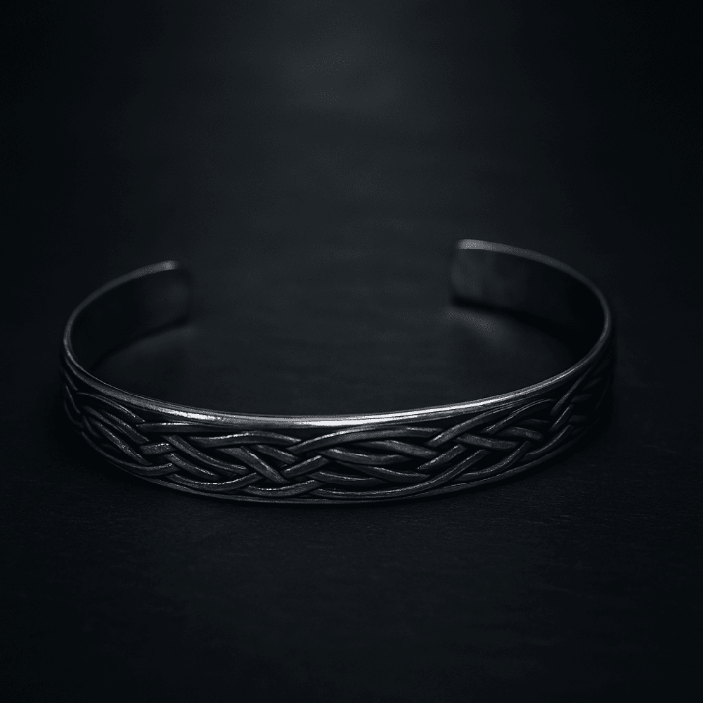 THE MEN THING Steel Bracelets FENRIR TWIST - Pure Stainless Steel Open Bangle Bracelet (Adjustable) for Men & Boys