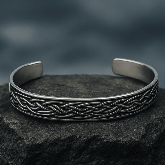 THE MEN THING Steel Bracelets FENRIR TWIST - Pure Stainless Steel Open Bangle Bracelet (Adjustable) for Men & Boys