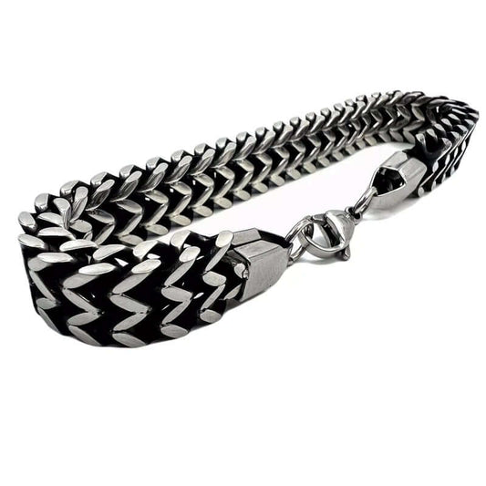 THE MEN THING Steel Bracelets FOXTAIL - 12.5mm Pure Titanium Steel Thick Bracelet, European Style - Antique Ion Plating with Lobster Claw Buckle for Men & Boys (9 inch)