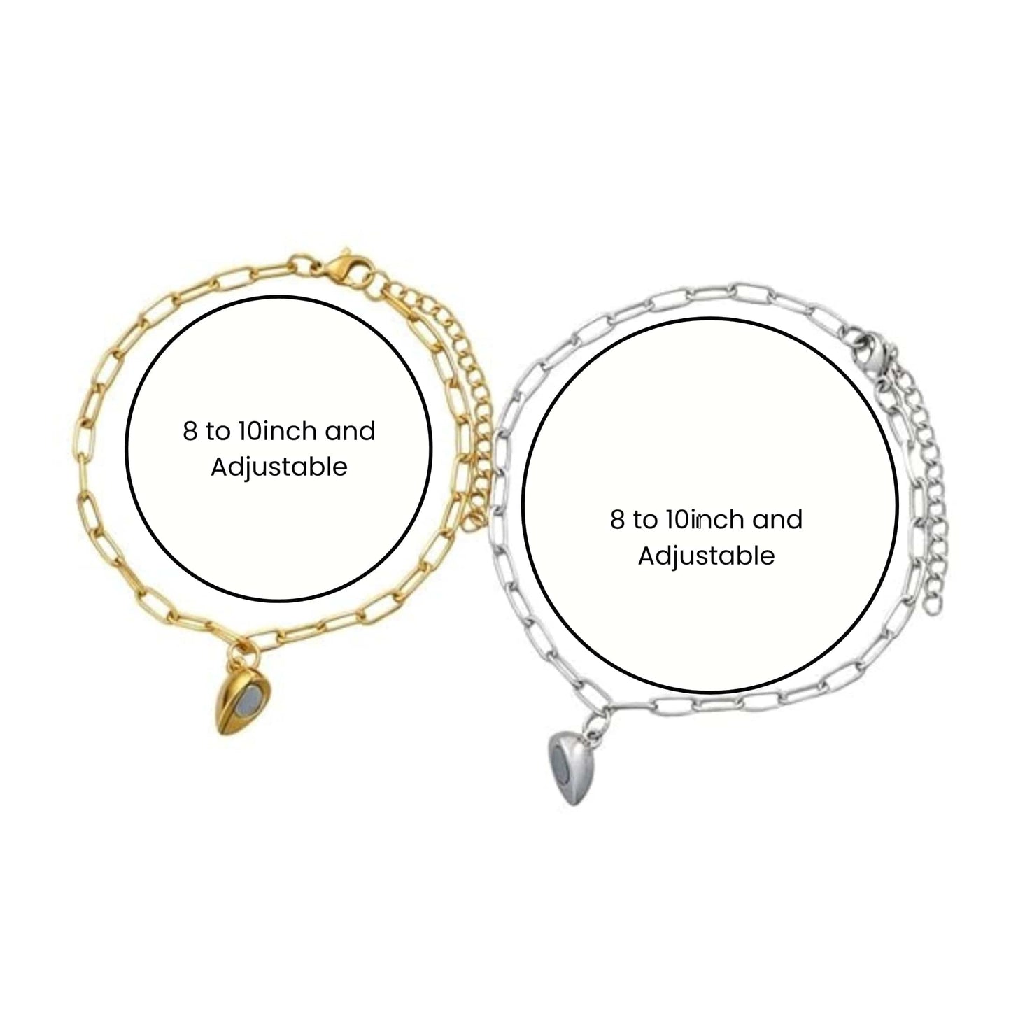 THE MEN THING Steel Bracelets FUSION LOVE - Pure Titanium Steel 8 to 10 inch Adjustable Bracelet for Men & Boys