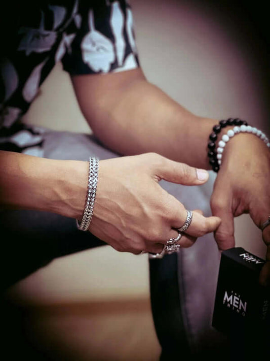 THE MEN THING Steel Bracelets ITALIAN MESH CLAW - Stainless Steel Italian trending Style, double-layer thick 10mm Bracelet, 7 to 8 inch with Lobster Claw Buckle for Men & Boy