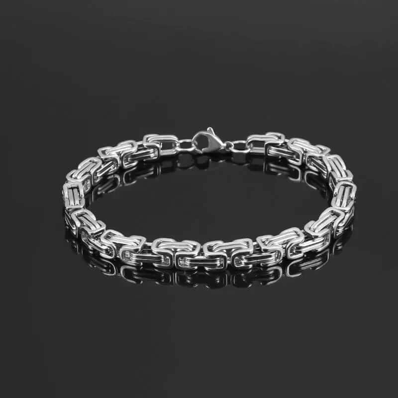THE MEN THING Steel Bracelets MASCULINE BYZANTINE - 4mm Pure Stainless Steel Bracelet American trending Style, 7 to 9 inch with Lobster Claw Buckle for Men & Boys