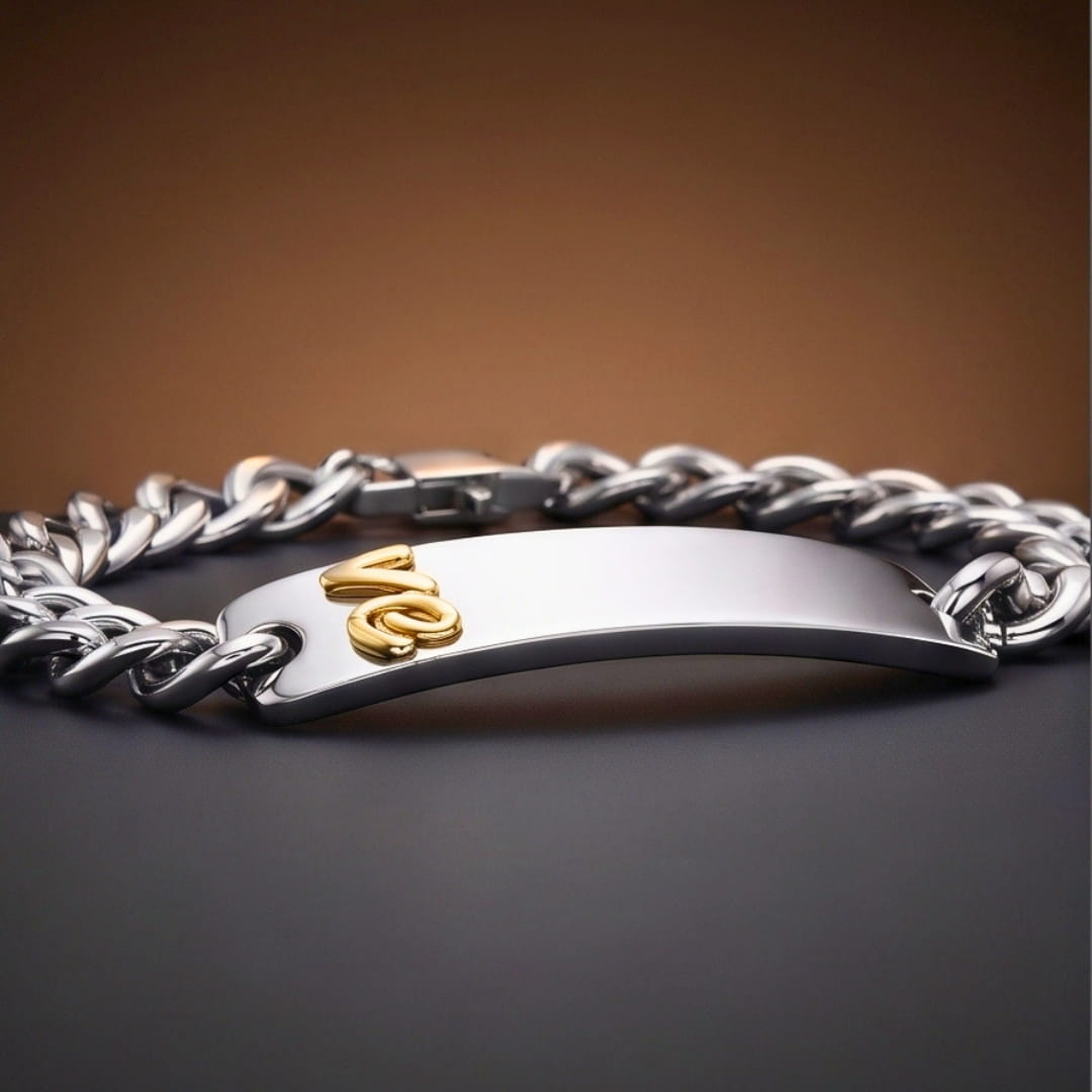 THE MEN THING Steel Bracelets PERSONA LINK - 11mm Pure Titanium Steel Bracelet with Lobster Clasp for Men & Boy (8.5 inch)
