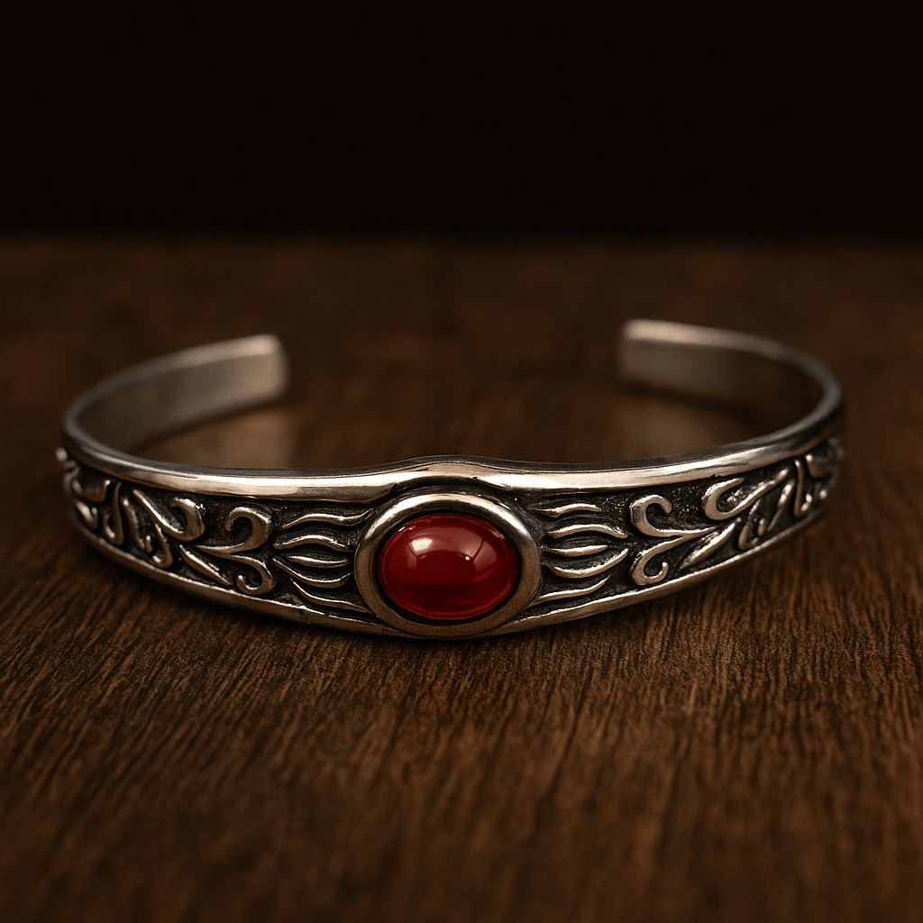 THE MEN THING Steel Bracelets ROZAEL CREST - Pure Stainless Steel Open Bangle Bracelet (Adjustable) for Men & Boys