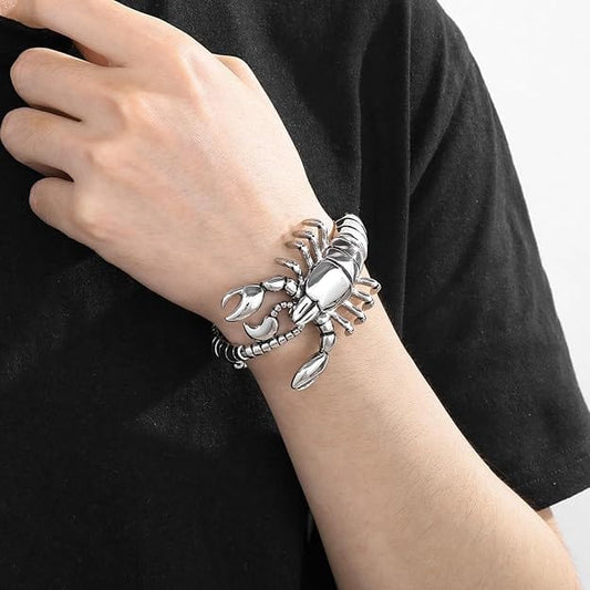 THE MEN THING Steel Bracelets SCORPINOX SILVER - 12 mm Pure Titanium Steel Bracelet, Bracelet with hook buckle for Men & Boy (8inch)