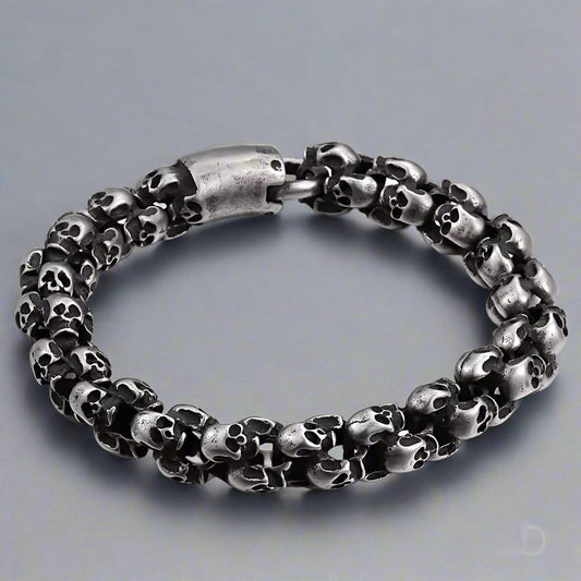 THE MEN THING Steel Bracelets SKULLIX - 14mm Pure Titanium Steel Bracelet for Men & Boy (8inch)