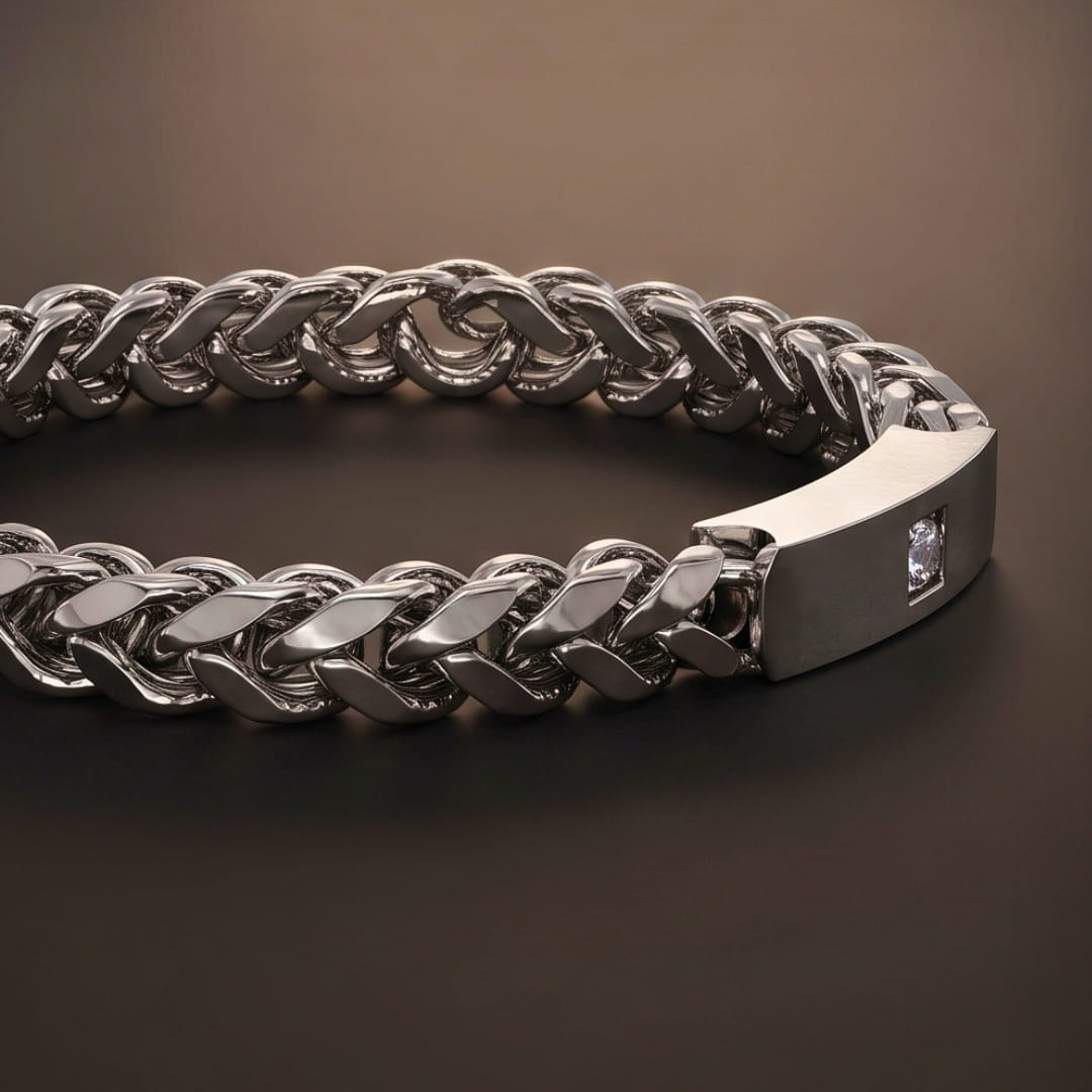 THE MEN THING Steel Bracelets STEEL NEXUS - 6mm Pure Titanium Steel Bracelet with Snap-lock Clasp for Men & Boy (8 inch)