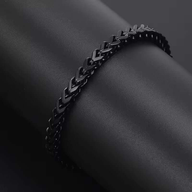 THE MEN THING Steel Bracelets TWIN TOUGH - 5mm Titanium Steel Black Bracelet for Men & Boys (8 inch)