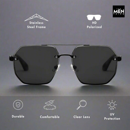 THE MEN THING Sunglasses 2101 AERO HEX HD Polarized Sunglasses for Men - UV400 Protection, Stainless Steel Frame