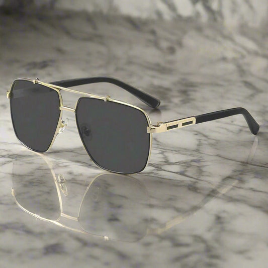 THE MEN THING Sunglasses 2109 SHADOW LUXE - Double Bridge Aviator Style - HD Polarised Sunglasses for Men - UV400 Protection, Stainless Steel Frame