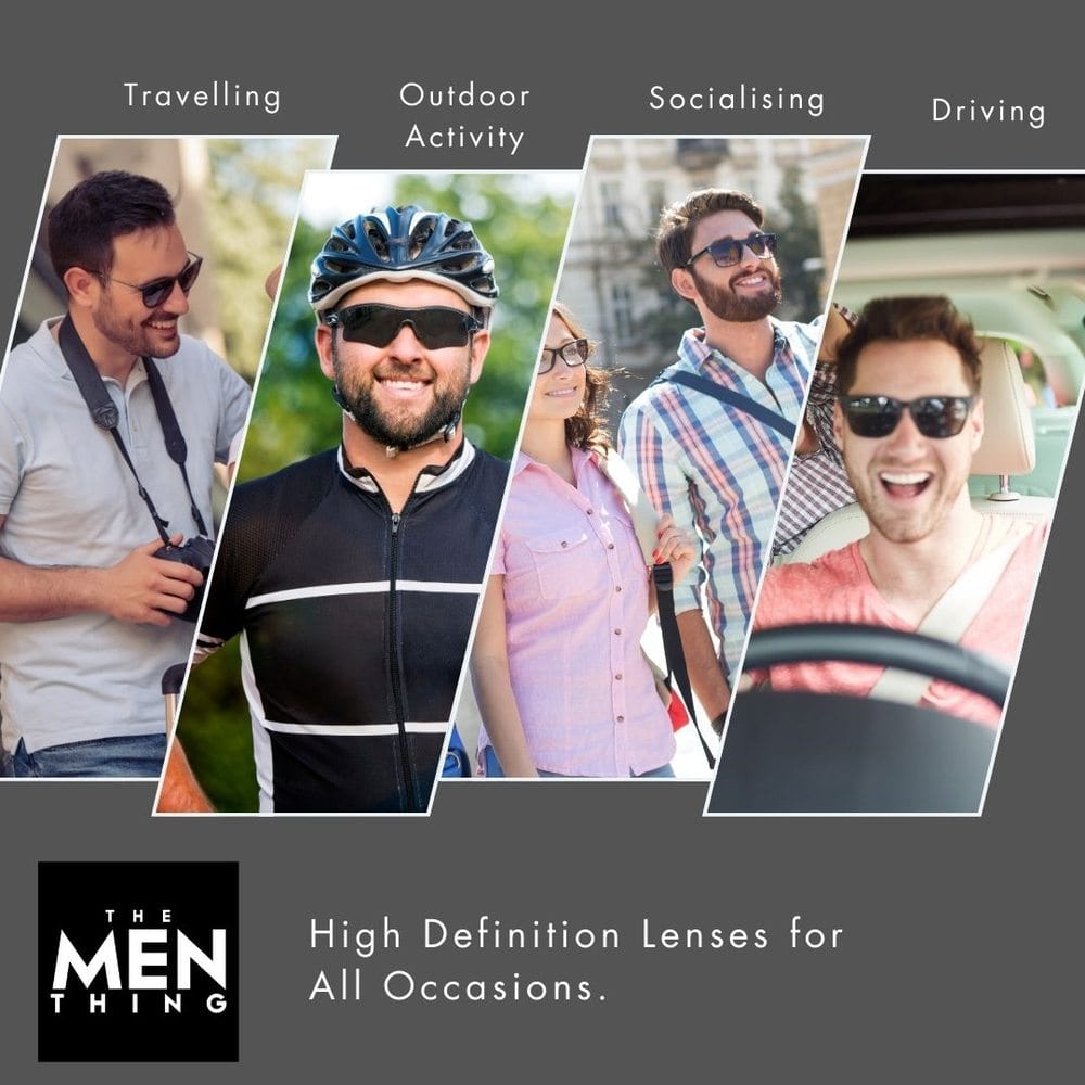 THE MEN THING Sunglasses 2139 - AERO SHADOW - HD Polarised Sunglasses for Men - UV400 Protection, Stainless Steel Frame - Gradual Blue Grey