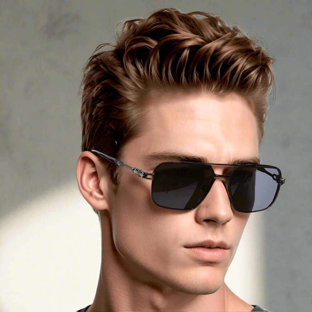 Buy Now Premium Sunglasses 2164 HERITAGE Square Aviator Style HD Polarised Sunglasses for Men UV400 Protection, Stainless Steel Frame