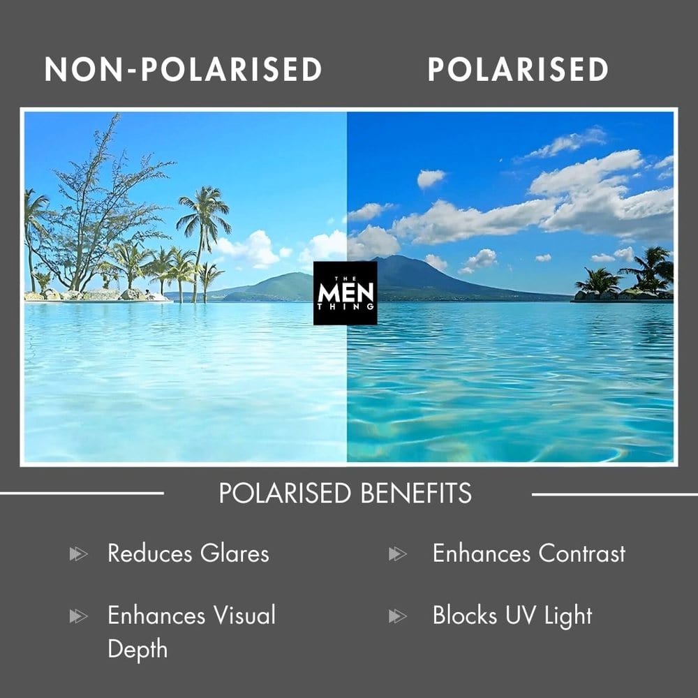 THE MEN THING Sunglasses 33155 - GRAPHITE LUXE - HD Polarised Sunglasses for Men - UV400 Protection, Stainless Steel Frame