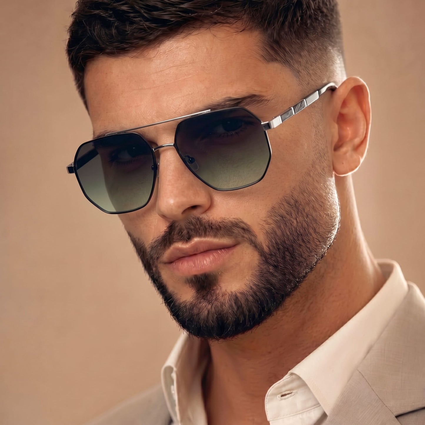 2114 STELLAR ANGLES - Geometric Aviator Style - HD Polarised Sunglasses for Men - UV400 Protection, Stainless Steel Frame — Sunglasses for Men | THE MEN THING