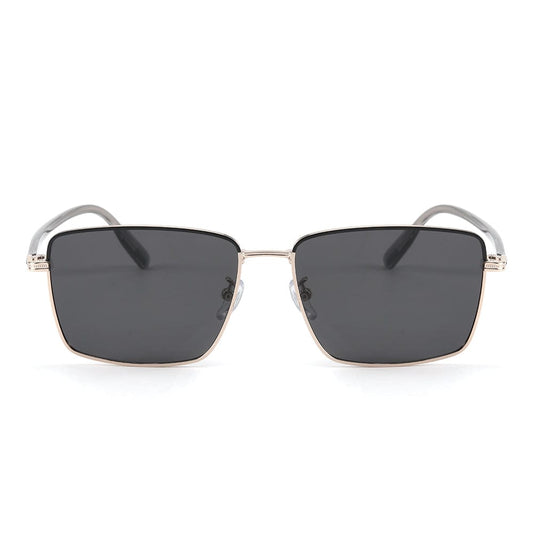 THE MEN THING Sunglasses J3308 - SLEEK VANTAGE- HD Polarised Sunglasses for Men - UV400 Protection, Stainless Steel Frame - Black-Grey Lens