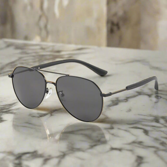 THE MEN THING Sunglasses J3338 - SLATE SOAR - HD Polarised Sunglasses for Men - UV400 Protection, Stainless Steel Frame - Black Frame with Gradient Grey Lens