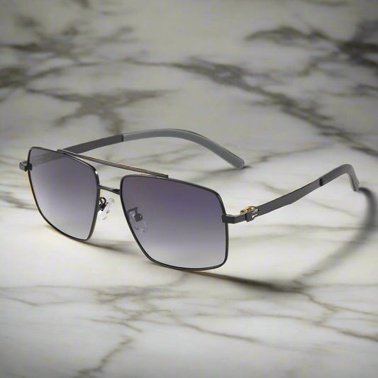 THE MEN THING Sunglasses J3348 - VORTEX SHADE - HD Polarised Sunglasses for Men - UV400 Protection, Stainless Steel Frame - Black Frame with Gradient Lens