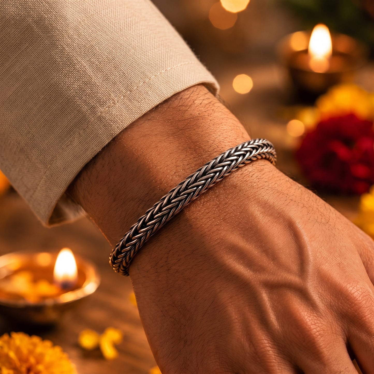 THE MEN THING The Perfect Rakhi Gift For Every Brother – AEROGRIP - Premium Genuine Titanium Steel Bracelet With Timeless Style (8 Inch)