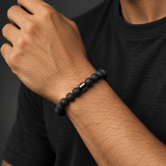 Natural stone beads bracelet for men with lava stone — stone bracelet meaning and buying guide | The Men Thing