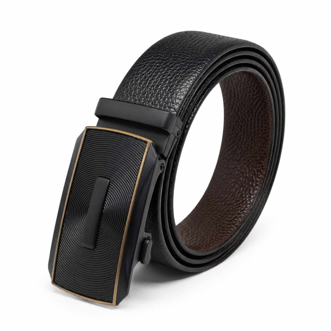 Belt buckle for men — LUXORIC auto-lock buckle reversible leather belt from The Men Thing India