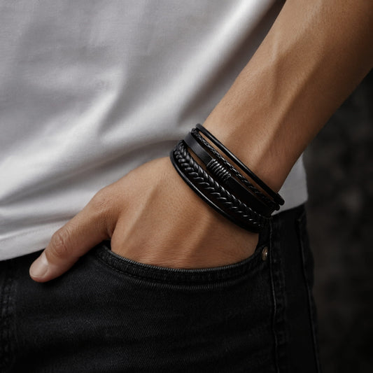 Raksha Bandhan gift for brother 2026 — ADRONIX black leather bracelet from THE MEN THING India
