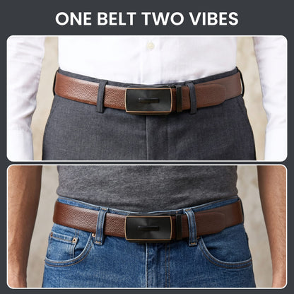 Mens Genuine Leather Belt | 2 in 1 Reversible (Brown & Black) (1 Pc.) - LUXORIC