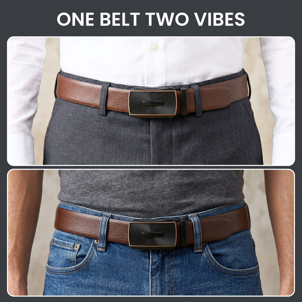 Mens Genuine Leather Belt | 2 in 1 Reversible (Brown & Black) (1 Pc.) - LUXORIC