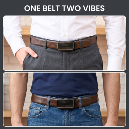 Mens Genuine Leather Belt | 2 in 1 Reversible (Brown & Black) (1 Pc.) - REXVA